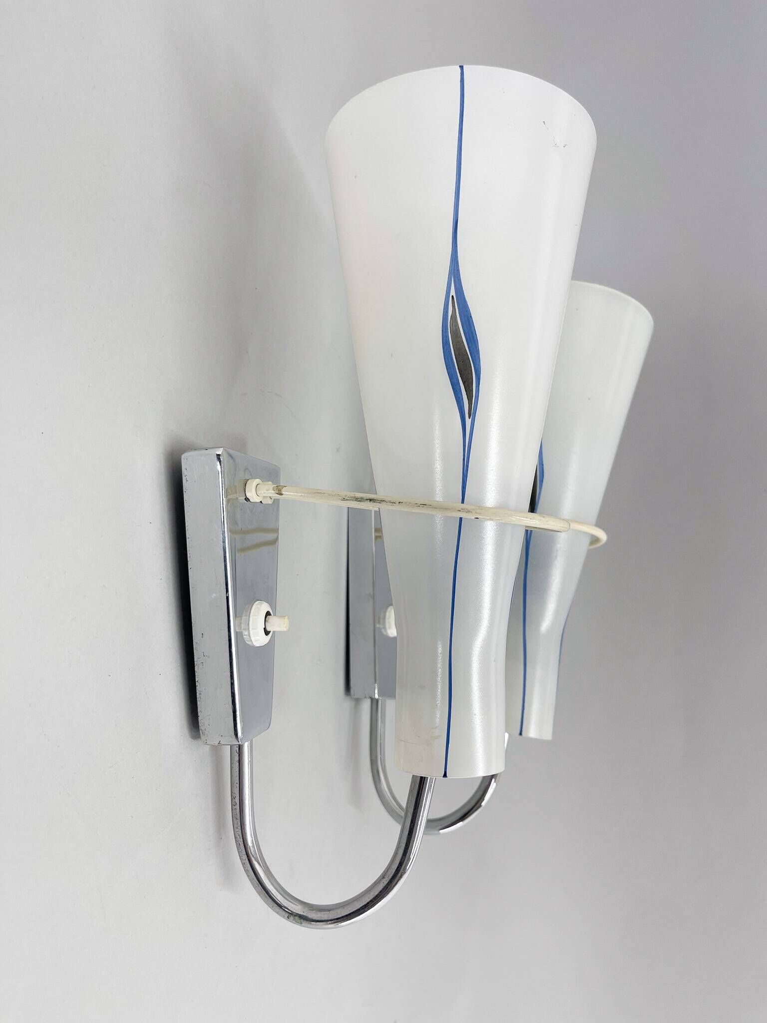Pair of 1960s Chrome & Glass Wall Lamps by Zukov, 2 Pairs Available