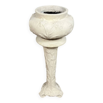 In the spirit of the Nancy School: exceptional cache pot and its Art Nouveau column