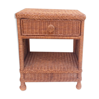 Wicker and rattan bedside table