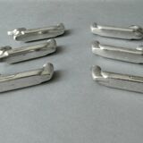 6 duck-shaped knife holders in silver metal with flower holder, Art Deco