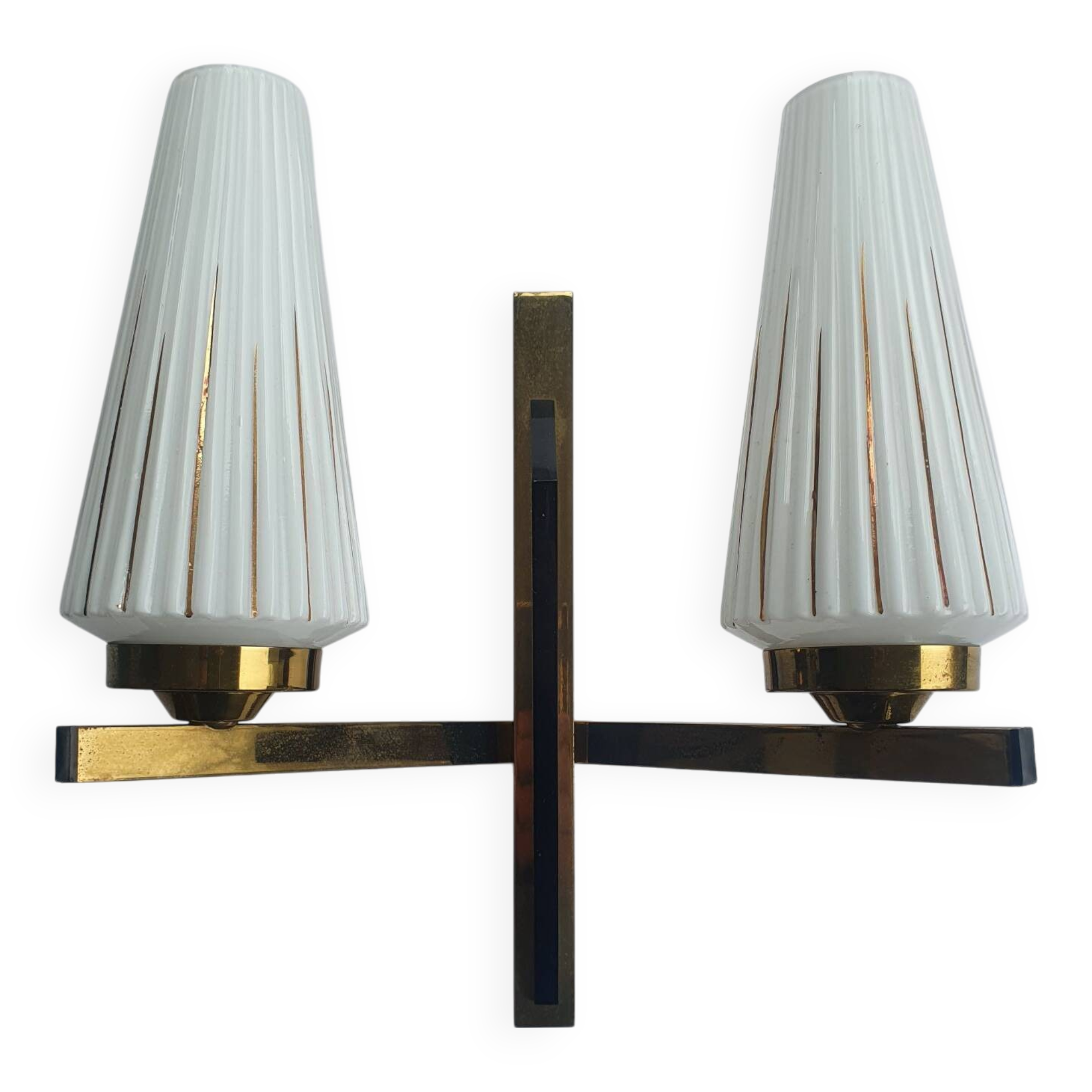Antique gold two-light wall light