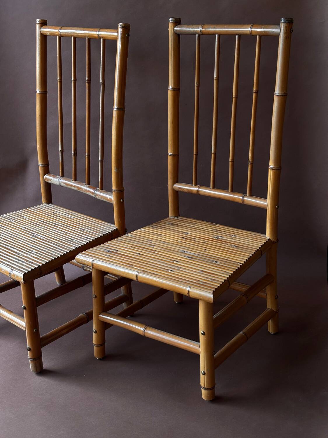 Vintage bamboo low chairs