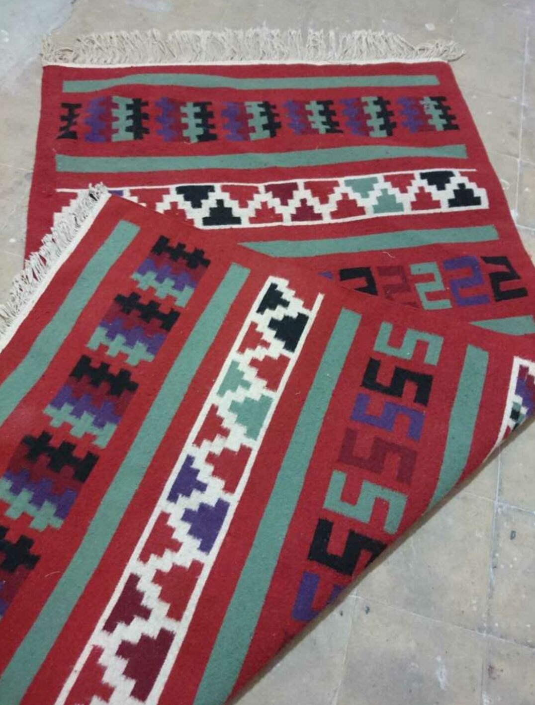 Berber carpet multicoloured wool 188 x 104 cm