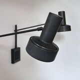 Pair of vintage adjustable wall lights, matte black metal, France 1960s