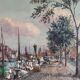 Vintage original Scandinavian harbor oil painting