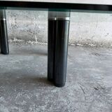 Transparent Glass and Metal Eta Beta Coffee Table by Marco Zanuso for Zanotta — 1970s Italian Modernist