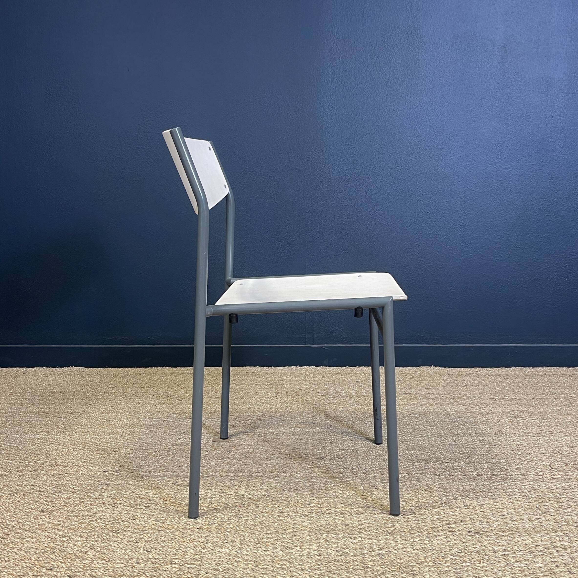 Pair of gijs van der sluis chairs white wood grey legs netherlands 1970s