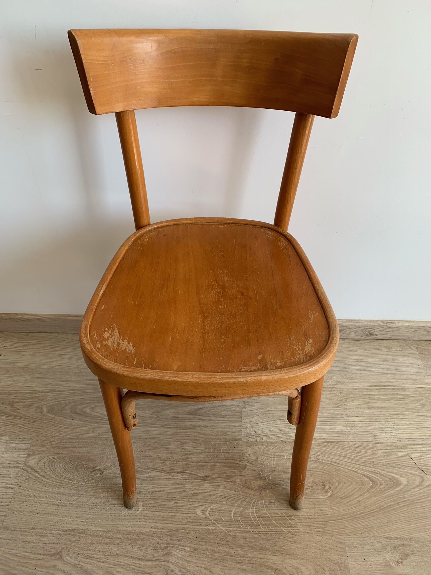 Set of 4 vintage wooden bistro chairs