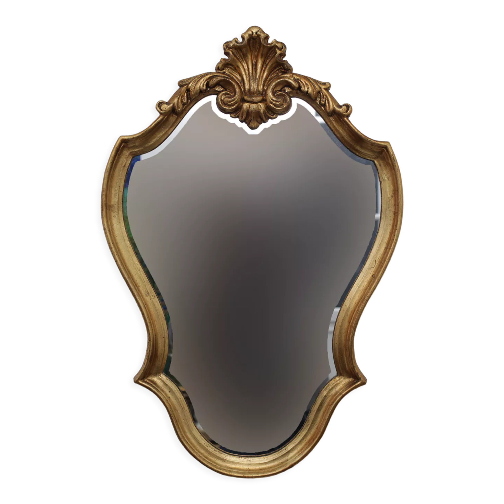 Golden rococo mirror with gold leaf