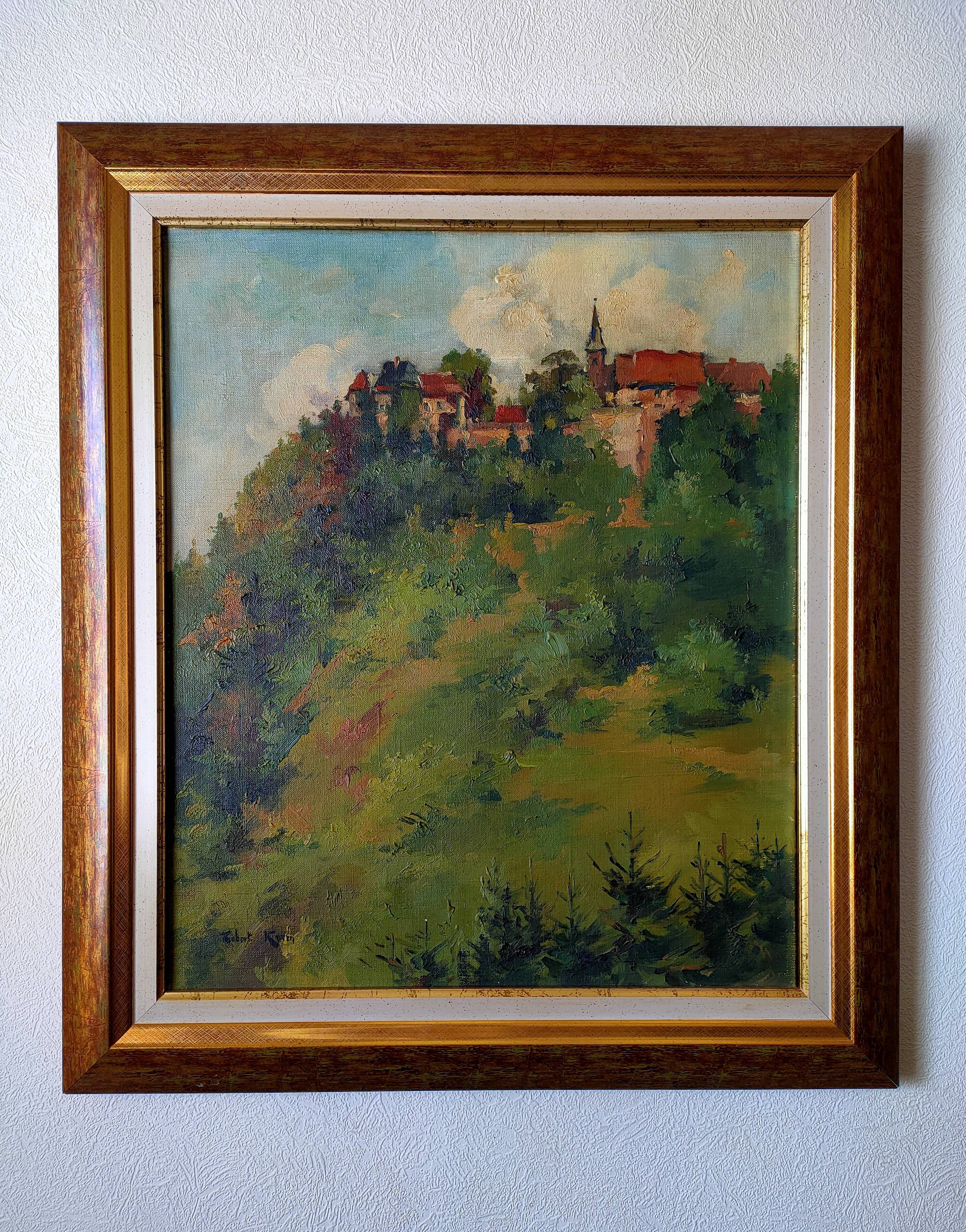 Painting by Robert KUVEN – Oil on canvas [ HST ] – Landscape HEILIGENBERG in ALSACE