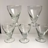 set of 5 glasses with thick bottom feet early twentieth century