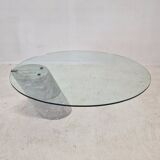 K1000 Glass & Carrara Marble Coffee Table Team Form AG, Ronald Schmitt, 1975