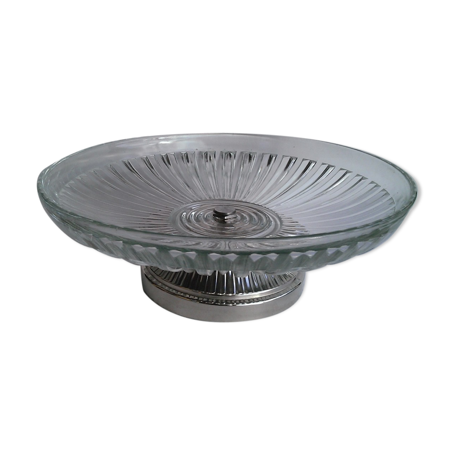 Glass Art Deco bowl with metal base