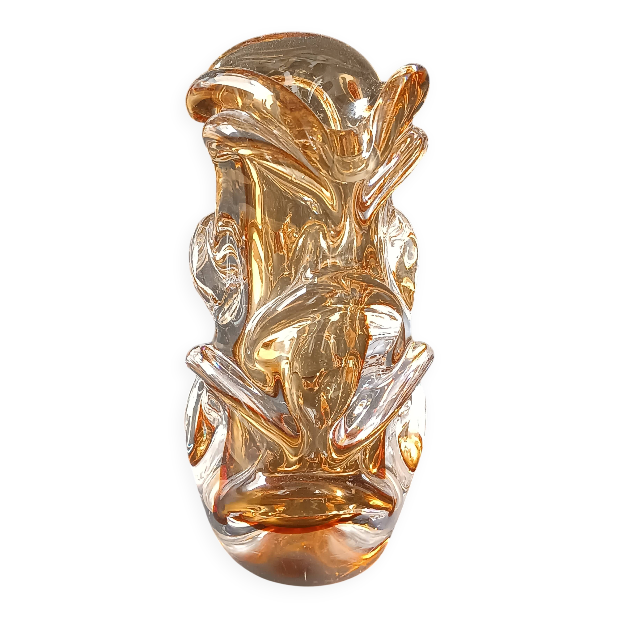 Amber glass vase design Jan Beranek vintage