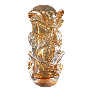 Amber glass vase design Jan Beranek vintage