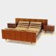 Vintage mid century double bed bedroom set in rosewood & brass, 1960s