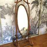 Large rattan psychedelic mirror 55x175cm