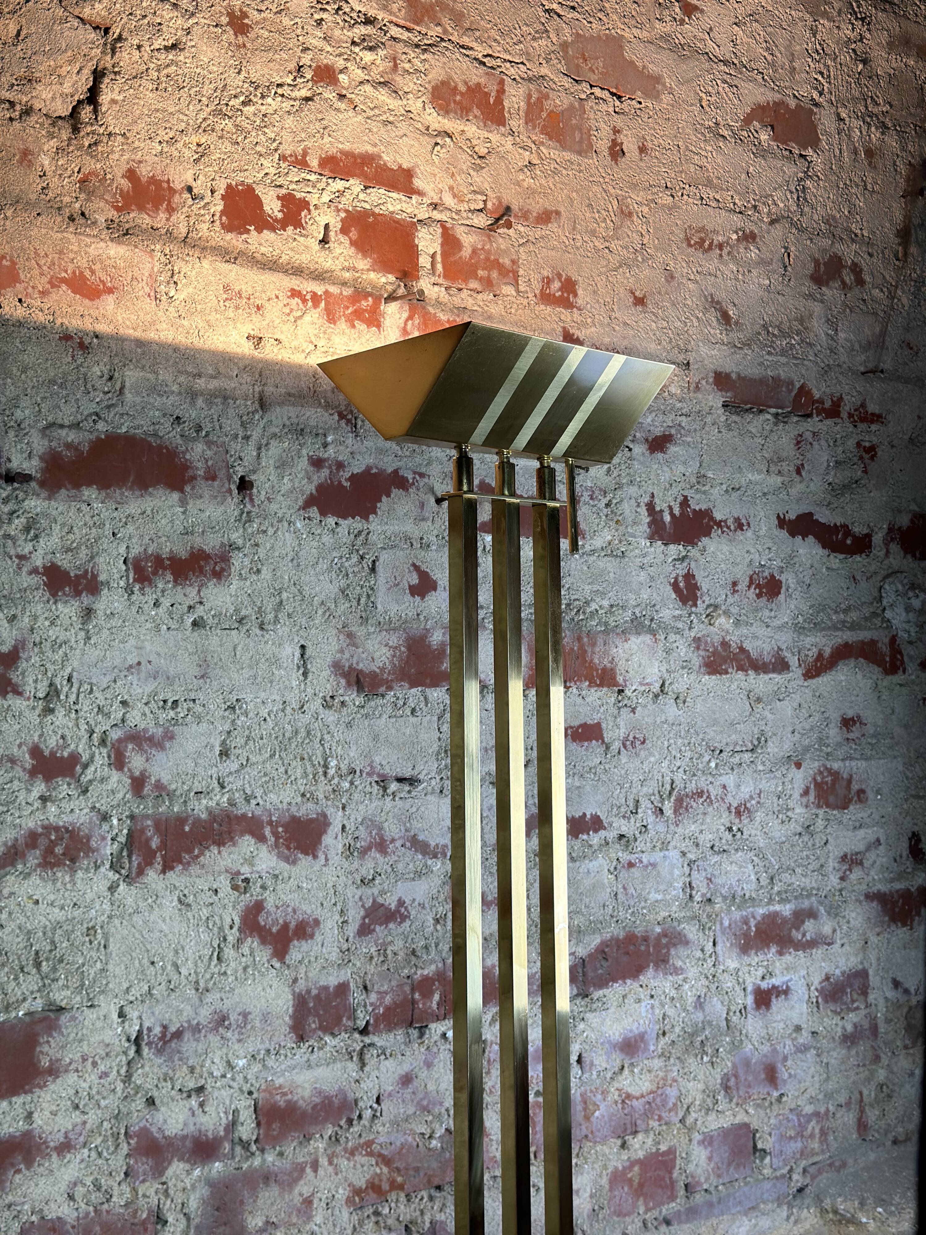 Vintage 80'S halogen floor lamp in gilded brass