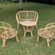 Garden furniture set rattan children 50s 60s armchair table bench