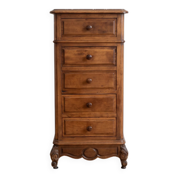 Antique wooden and marble chest of drawers.