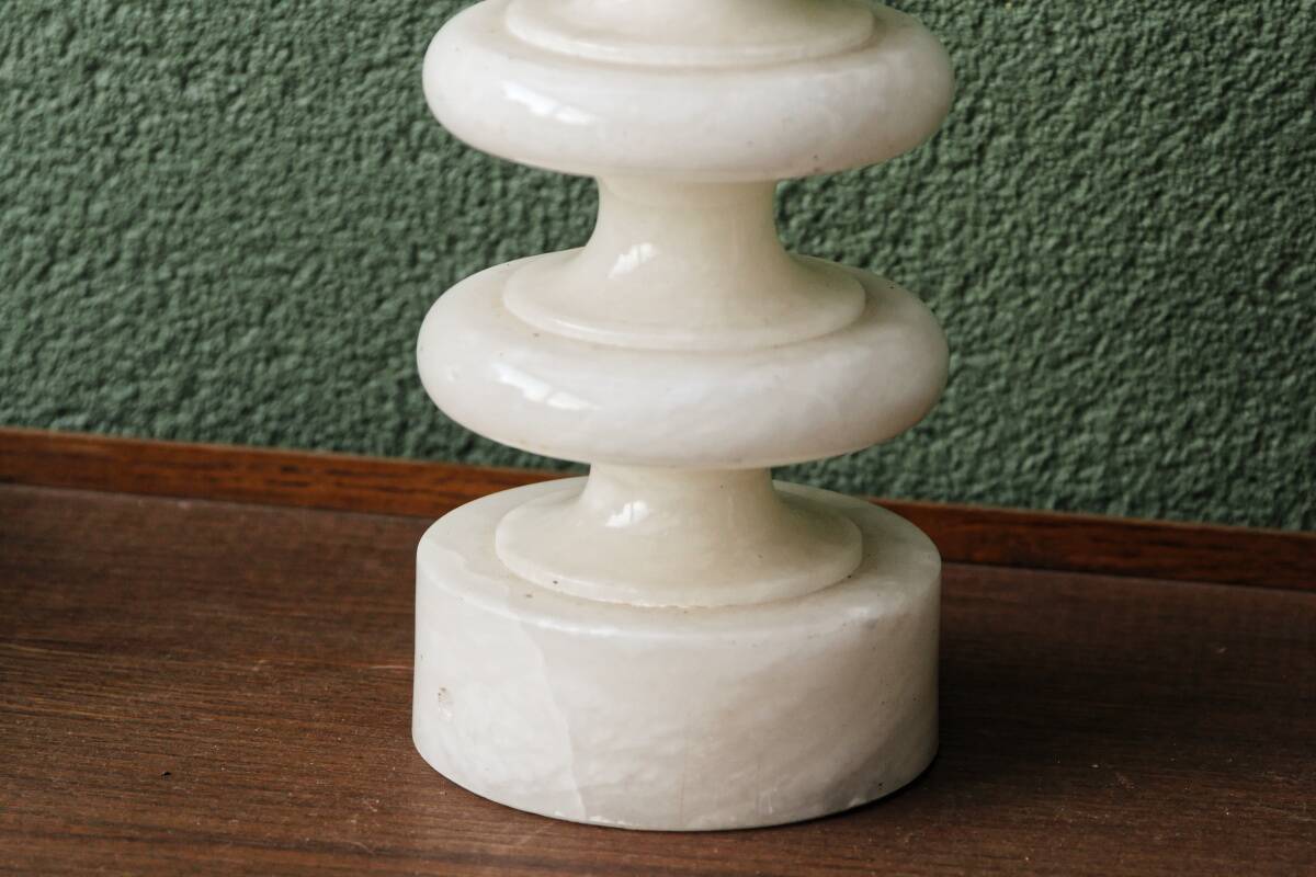 70s designer lamp base, twisted white marble