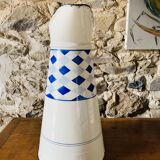 Blue checkered enamel jug - and its basin