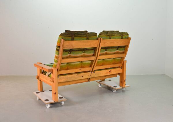 Yngve Ekstrom Canapé Dymling 2 places design scandinave en pin suédois années 70