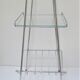 Chrome metal glass saddle shelf magazine rack 70s