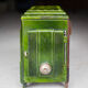 Art deco wood stove, green enamelled wood stove, interior decoration