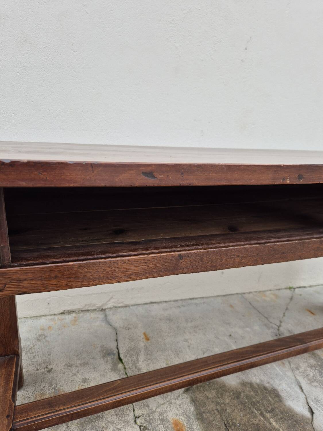 19th century solid walnut Burgundy farmhouse table with two drawers - 1m82