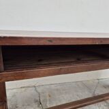 Table de Ferme bourguignonne à entretoise en noyer massif 19éme deux tiroirs-1m82