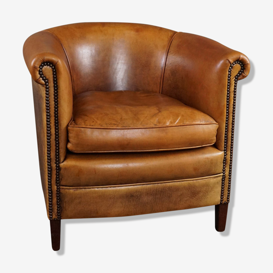 Petit Fauteuil Club en cuir de mouton