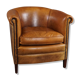 Club armchair in cognac-colored sheepskin