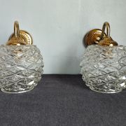 Pair of scones glass scones and vintage golden metal