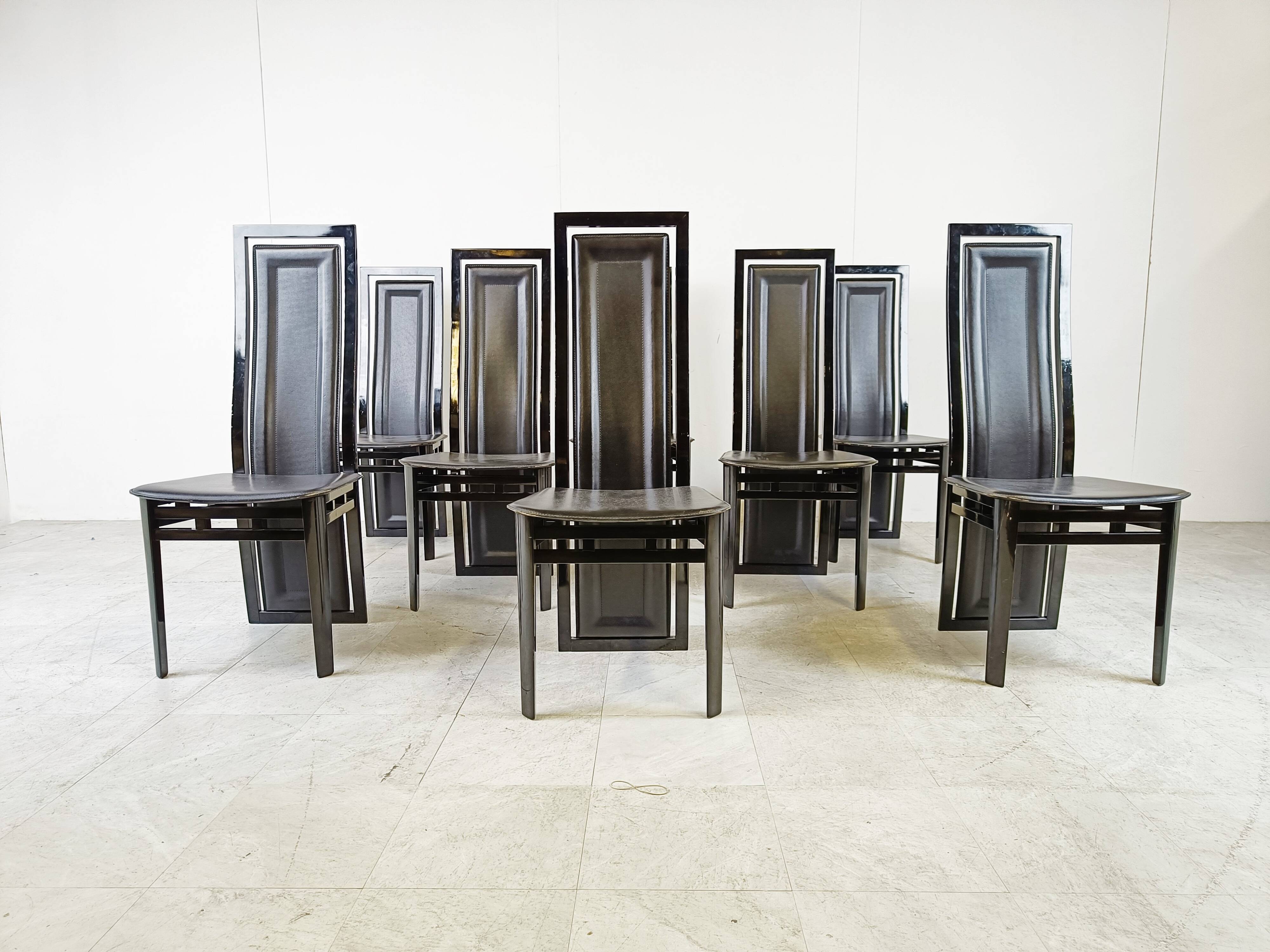 Set of 8 Italian dining chairs by A. Sibau, 1980s