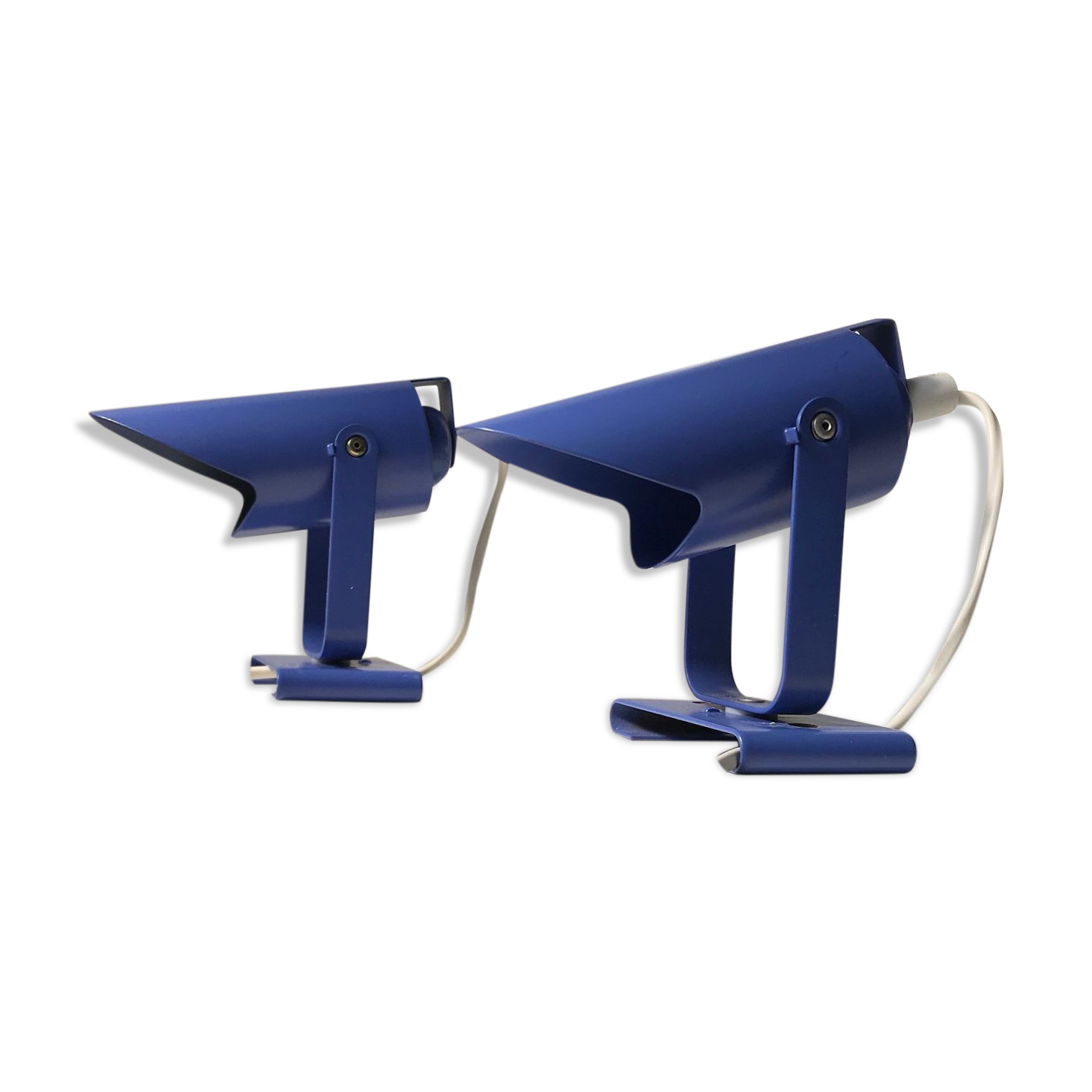 Blue Minimalist Wall Lamps by Lyfa, 1980s, Set of 2