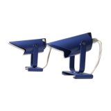 Blue Minimalist Wall Lamps by Lyfa, 1980s, Set of 2