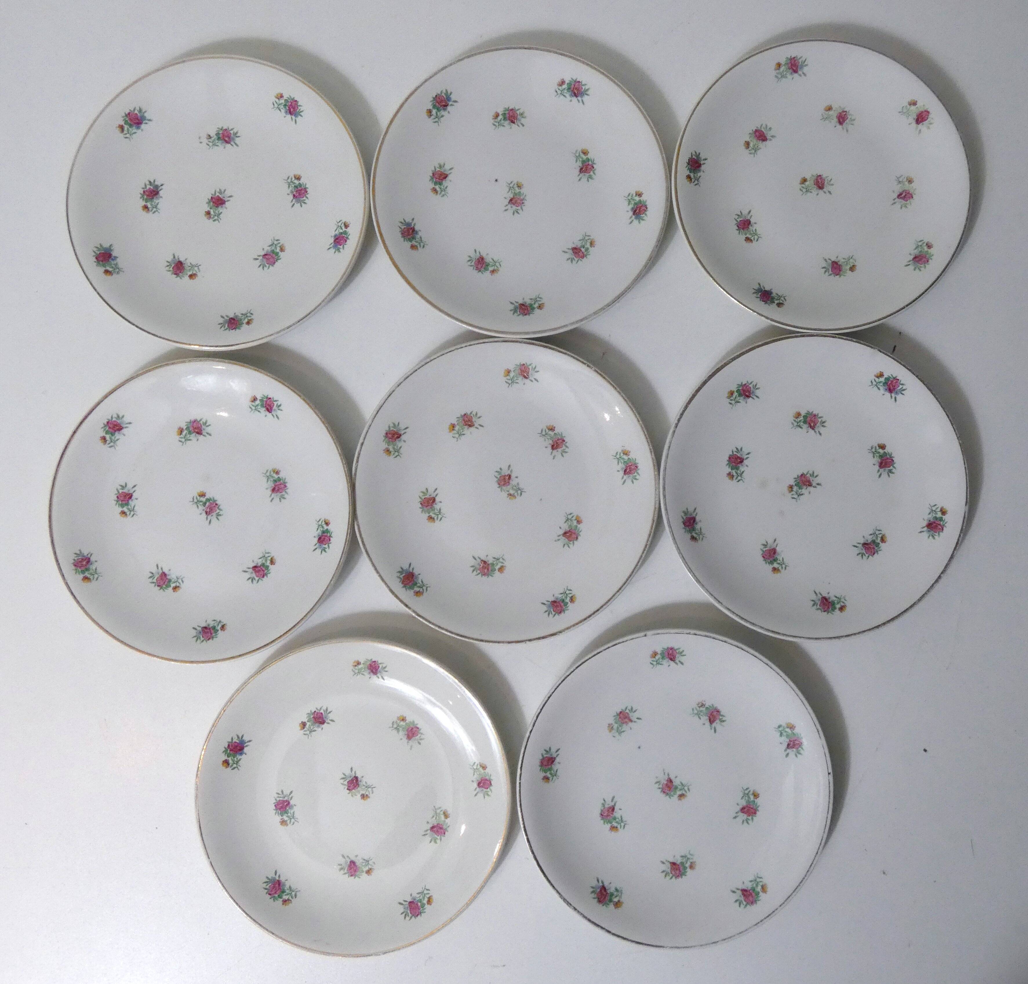 antique dessert service Lunéville 8 plates + 1 cake dish