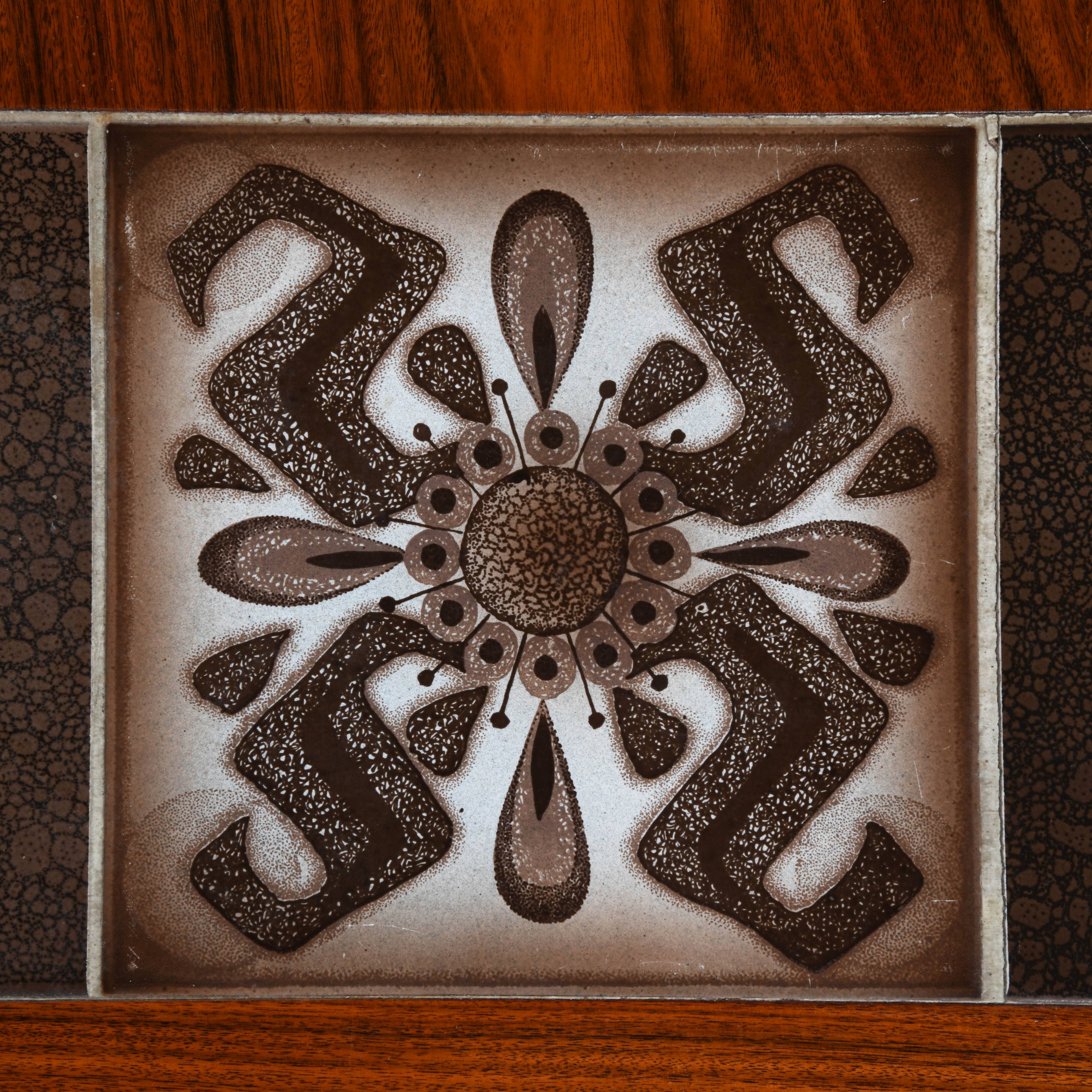 Scandinavian rosewood and ceramic coffee table