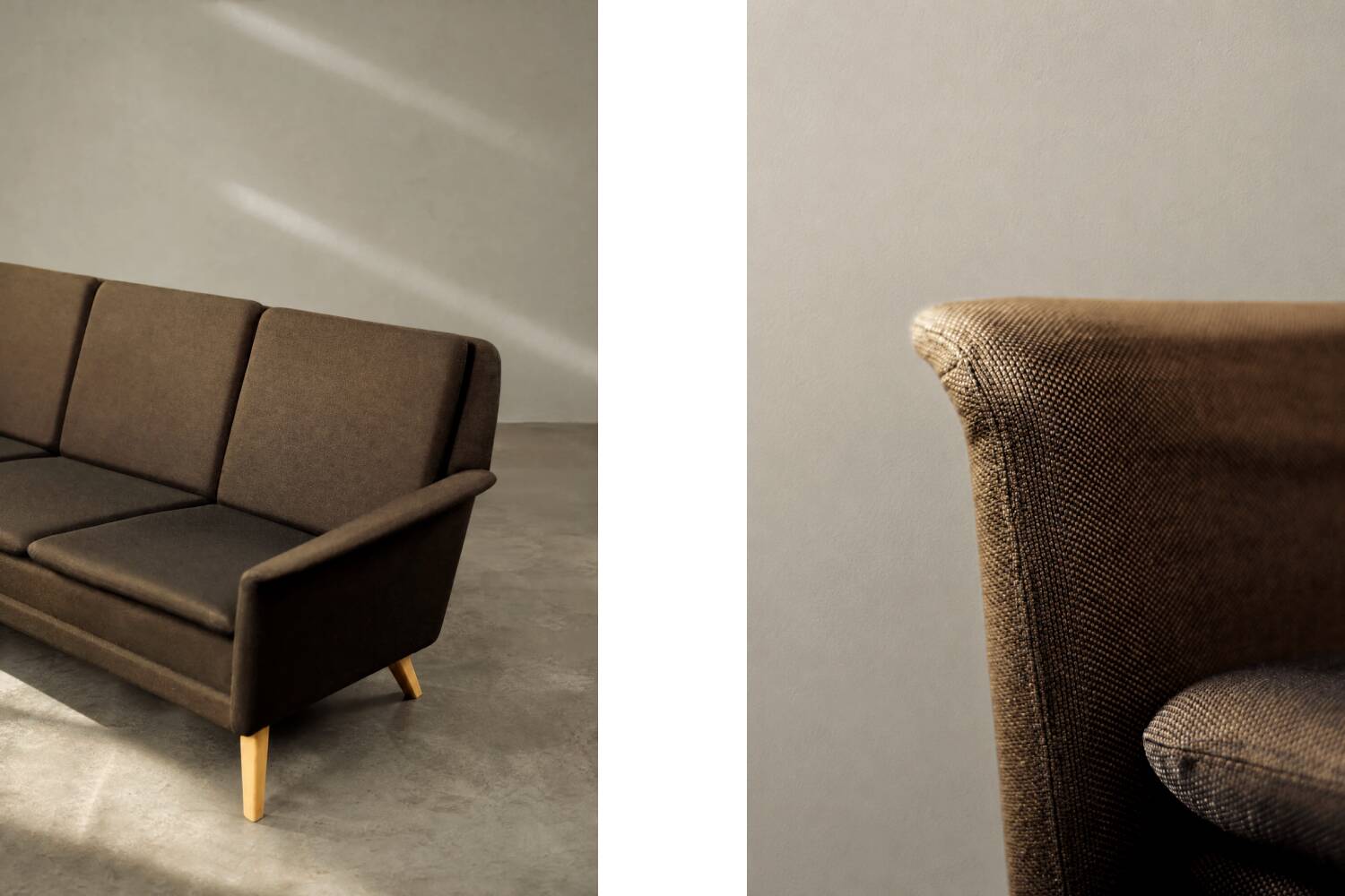 Mid-Century Danish Brown 3-Seater Sofa by Folke Ohlsson for Fritz Hansen