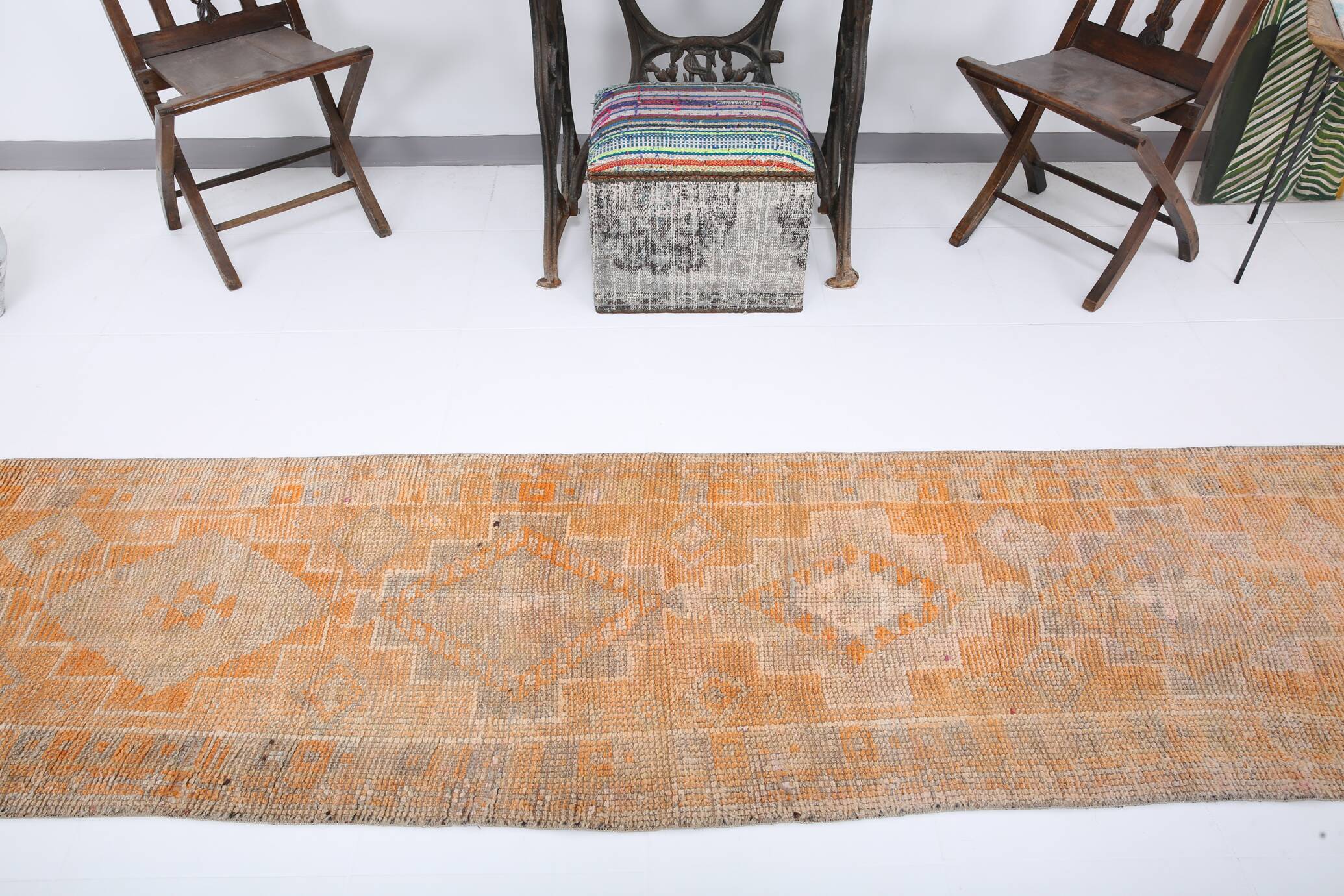 2x12 Long Narrow Orange Vintage Runner Rug, 75x378Cm SK 18494 FREE SHIPPING