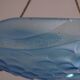 French Art Deco Degué Ice Blue Hexagonal Glass Pendant Ceiling Light