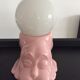Vintage lamp dog ceramic opal globe 70s-80s