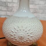 Ceramic lamp 1960 to 70 with velvet lampshade