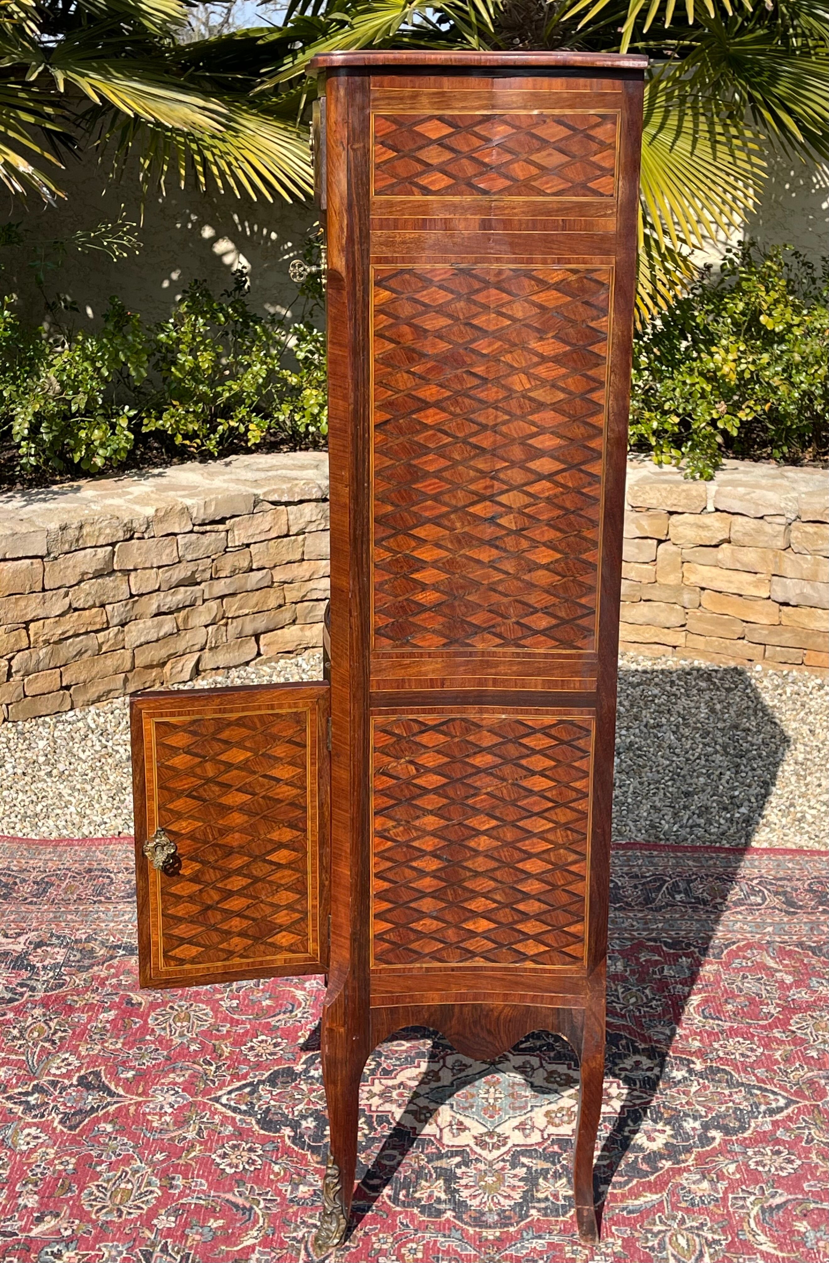 Small secretary in Marquetry of Losanges and Bronze