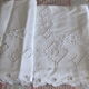Old sheet cotton embroidery Richelieu white monograms MC 200 x 315 back 80 cm