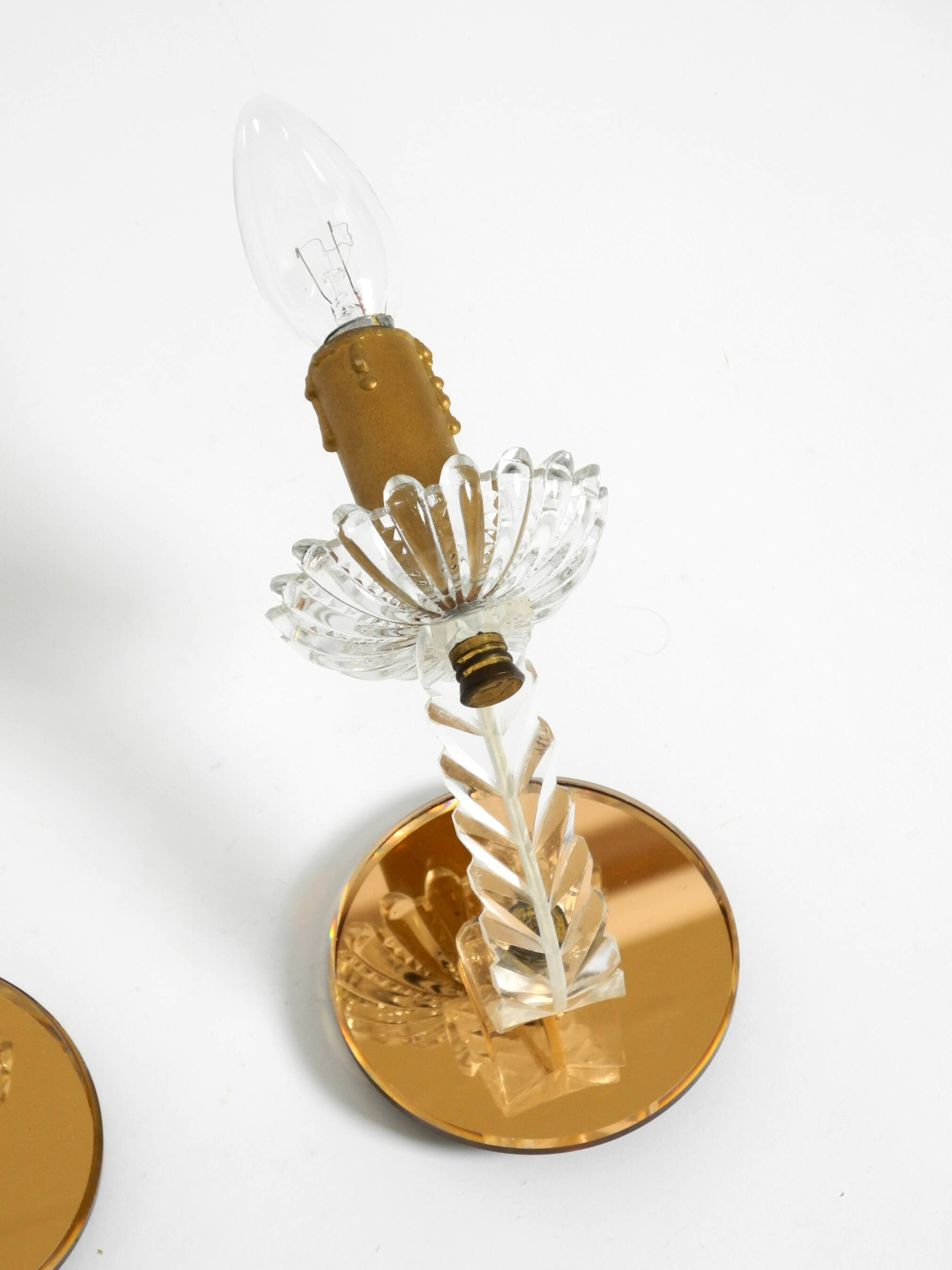 Two original Italian 1960s wall lamps with glass and mirror components