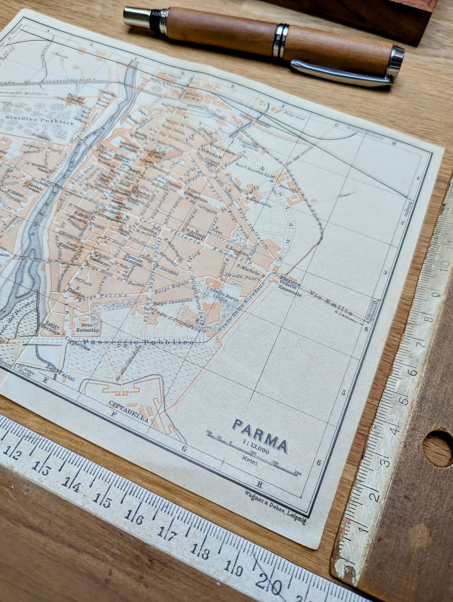 Printed in 1909, map of Parma, Italy