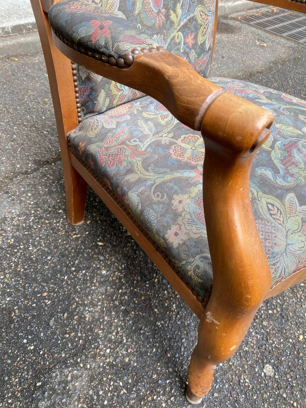 Voltaire armchair Louis Philippe in solid wood and fabric