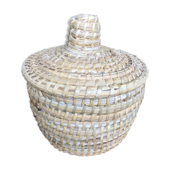 Panier rond en osier avec couvercle